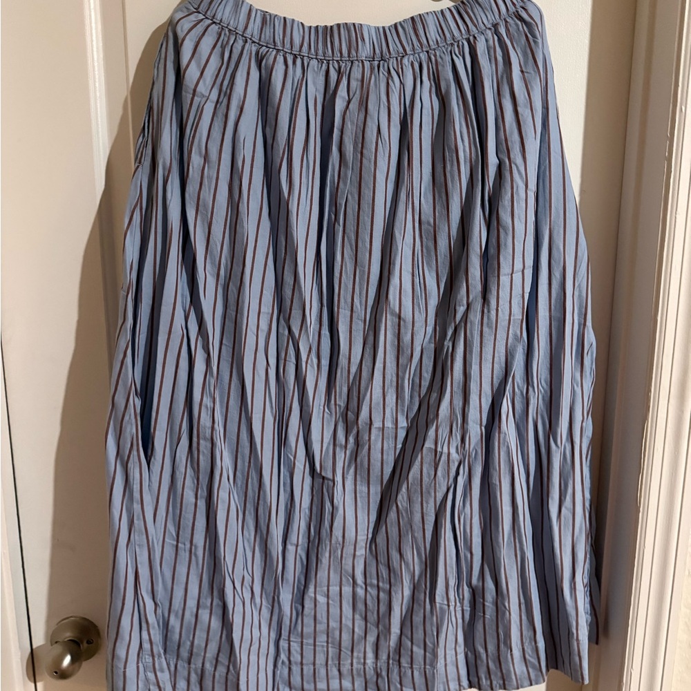 Pact Blue and White Striped Midi Skirt - Picture 6 of 8